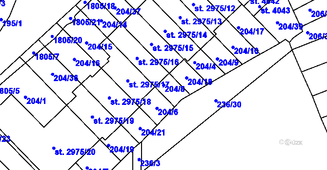 Parcela st. 204/8 v KÚ Svitavy-předměstí, Katastrální mapa