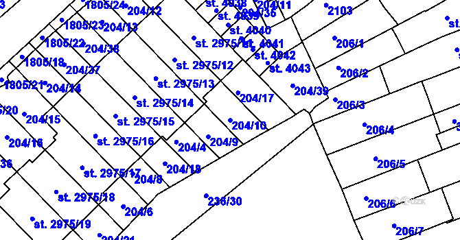 Parcela st. 204/10 v KÚ Svitavy-předměstí, Katastrální mapa