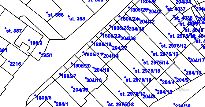 Parcela st. 204/14 v KÚ Svitavy-předměstí, Katastrální mapa