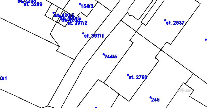 Parcela st. 244/5 v KÚ Svitavy-předměstí, Katastrální mapa
