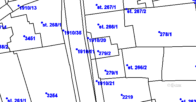 Parcela st. 279/2 v KÚ Svitavy-předměstí, Katastrální mapa