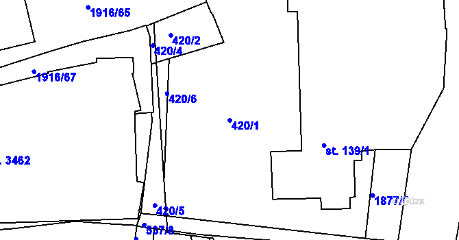 Parcela st. 420/1 v KÚ Svitavy-předměstí, Katastrální mapa