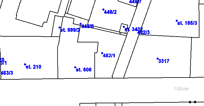 Parcela st. 482/1 v KÚ Svitavy-předměstí, Katastrální mapa