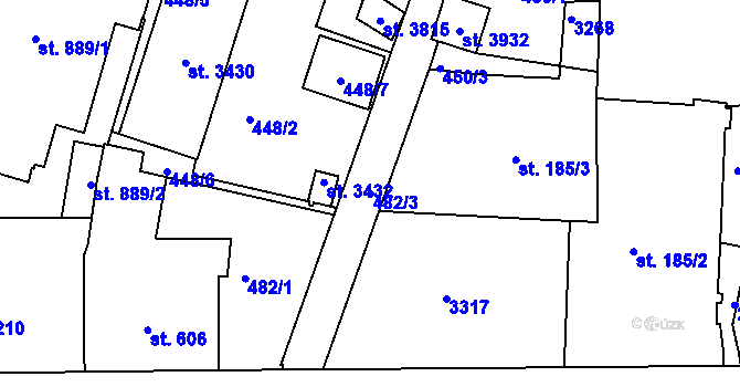 Parcela st. 482/3 v KÚ Svitavy-předměstí, Katastrální mapa