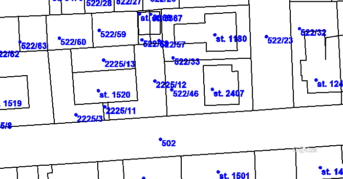 Parcela st. 522/46 v KÚ Svitavy-předměstí, Katastrální mapa