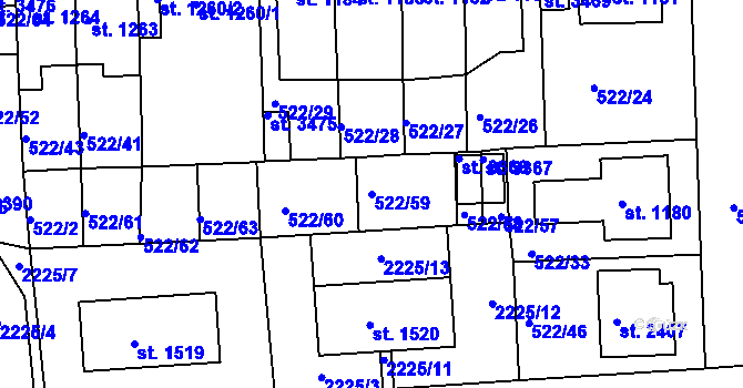 Parcela st. 522/59 v KÚ Svitavy-předměstí, Katastrální mapa
