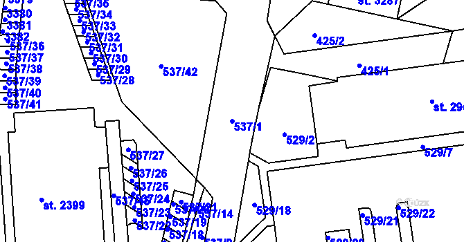 Parcela st. 537/1 v KÚ Svitavy-předměstí, Katastrální mapa