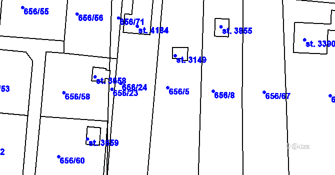 Parcela st. 656/5 v KÚ Svitavy-předměstí, Katastrální mapa
