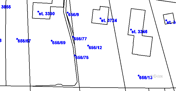 Parcela st. 656/12 v KÚ Svitavy-předměstí, Katastrální mapa