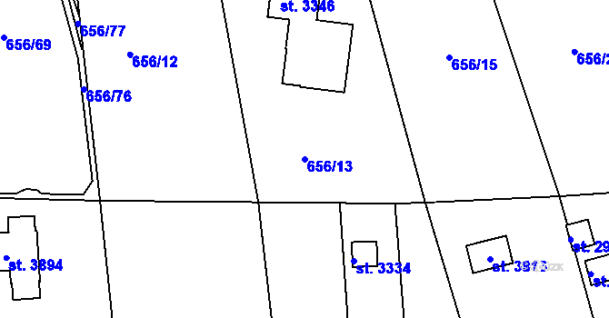 Parcela st. 656/13 v KÚ Svitavy-předměstí, Katastrální mapa