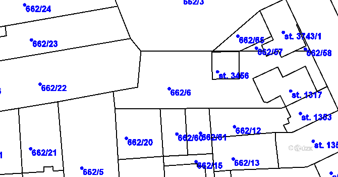 Parcela st. 662/6 v KÚ Svitavy-předměstí, Katastrální mapa