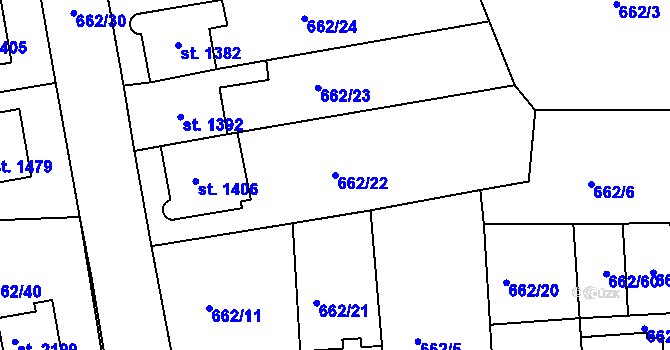 Parcela st. 662/22 v KÚ Svitavy-předměstí, Katastrální mapa