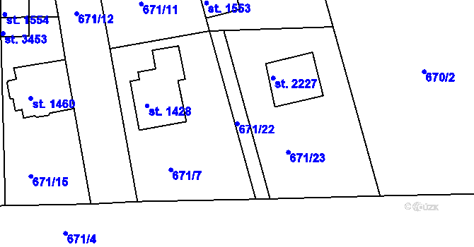 Parcela st. 671/22 v KÚ Svitavy-předměstí, Katastrální mapa