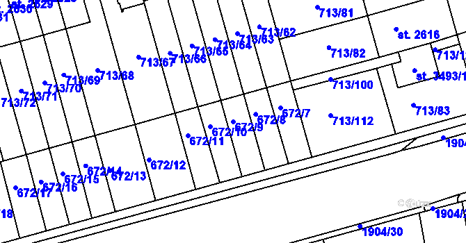 Parcela st. 672/9 v KÚ Svitavy-předměstí, Katastrální mapa