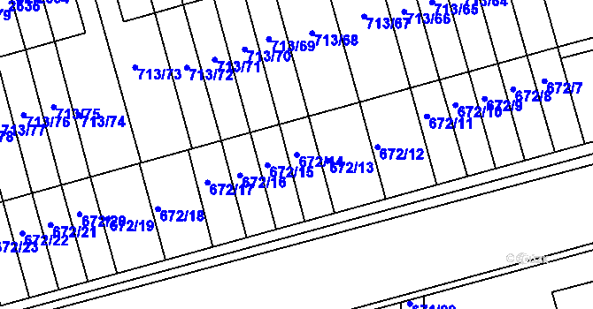 Parcela st. 672/14 v KÚ Svitavy-předměstí, Katastrální mapa