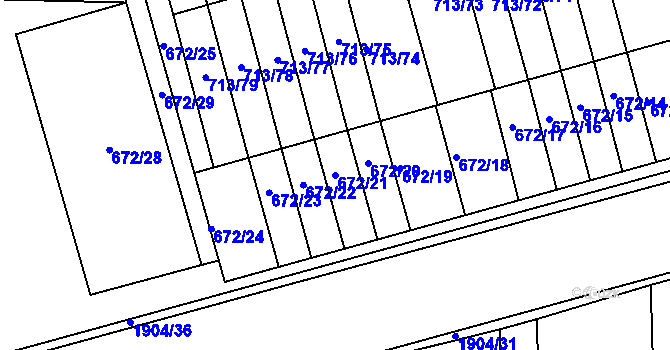 Parcela st. 672/21 v KÚ Svitavy-předměstí, Katastrální mapa