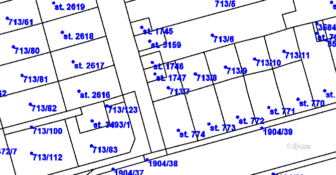 Parcela st. 713/7 v KÚ Svitavy-předměstí, Katastrální mapa
