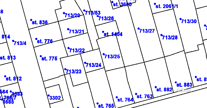 Parcela st. 713/25 v KÚ Svitavy-předměstí, Katastrální mapa