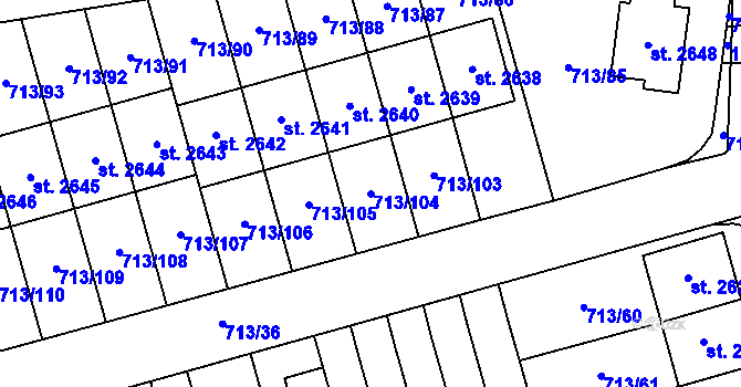 Parcela st. 713/104 v KÚ Svitavy-předměstí, Katastrální mapa