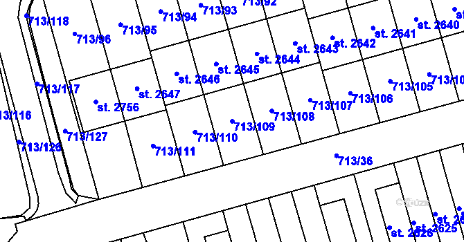Parcela st. 713/109 v KÚ Svitavy-předměstí, Katastrální mapa