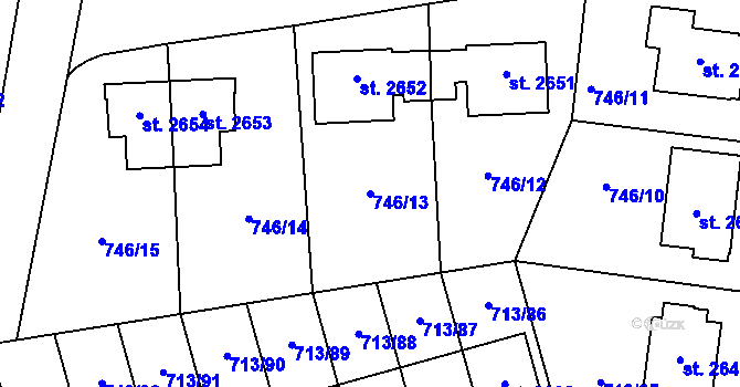 Parcela st. 746/13 v KÚ Svitavy-předměstí, Katastrální mapa