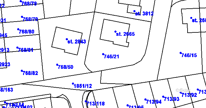 Parcela st. 746/21 v KÚ Svitavy-předměstí, Katastrální mapa