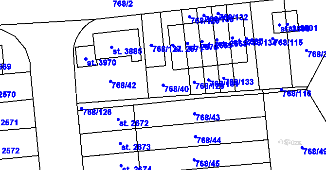 Parcela st. 768/40 v KÚ Svitavy-předměstí, Katastrální mapa