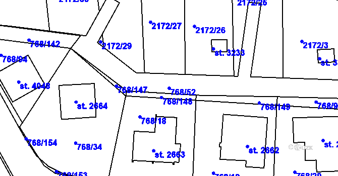Parcela st. 768/52 v KÚ Svitavy-předměstí, Katastrální mapa