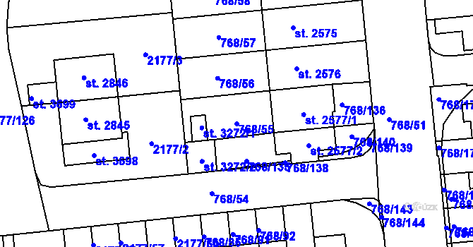 Parcela st. 768/55 v KÚ Svitavy-předměstí, Katastrální mapa