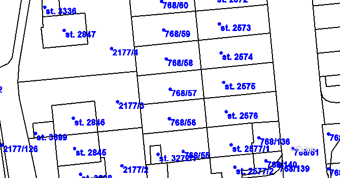 Parcela st. 768/57 v KÚ Svitavy-předměstí, Katastrální mapa