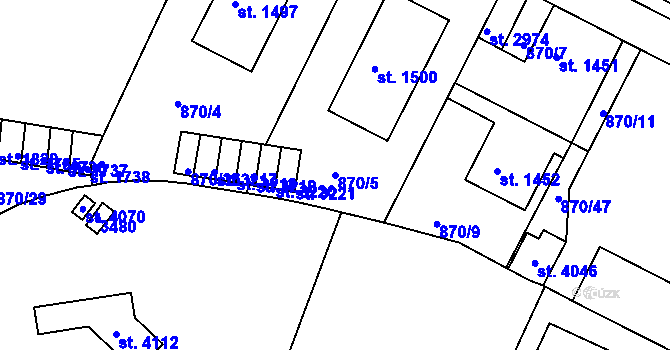 Parcela st. 870/5 v KÚ Svitavy-předměstí, Katastrální mapa