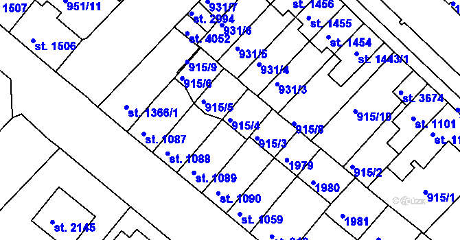 Parcela st. 915/4 v KÚ Svitavy-předměstí, Katastrální mapa