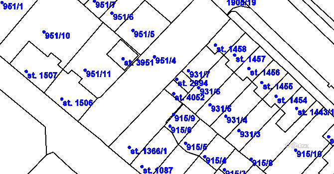 Parcela st. 931/8 v KÚ Svitavy-předměstí, Katastrální mapa