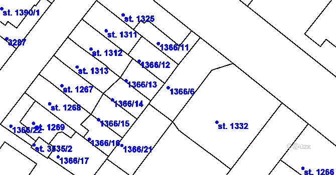 Parcela st. 1366/6 v KÚ Svitavy-předměstí, Katastrální mapa