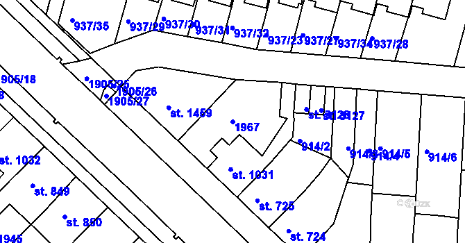 Parcela st. 1967 v KÚ Svitavy-předměstí, Katastrální mapa