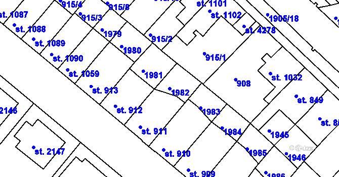 Parcela st. 1982 v KÚ Svitavy-předměstí, Katastrální mapa