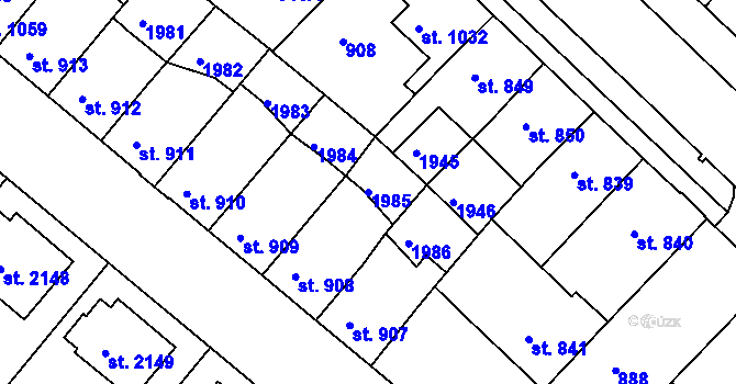 Parcela st. 1985 v KÚ Svitavy-předměstí, Katastrální mapa