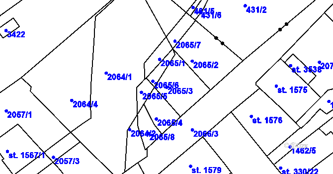 Parcela st. 2065/3 v KÚ Svitavy-předměstí, Katastrální mapa