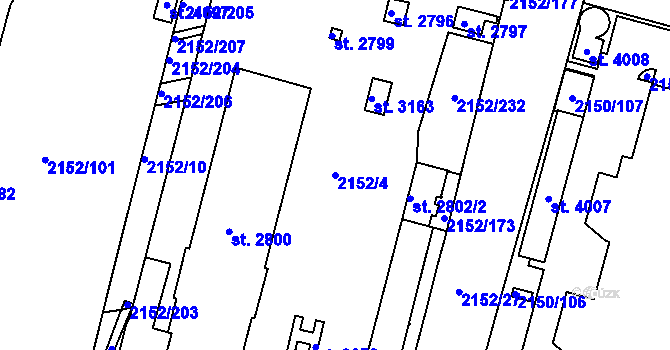 Parcela st. 2152/4 v KÚ Svitavy-předměstí, Katastrální mapa