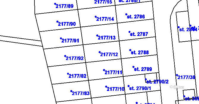 Parcela st. 2177/12 v KÚ Svitavy-předměstí, Katastrální mapa