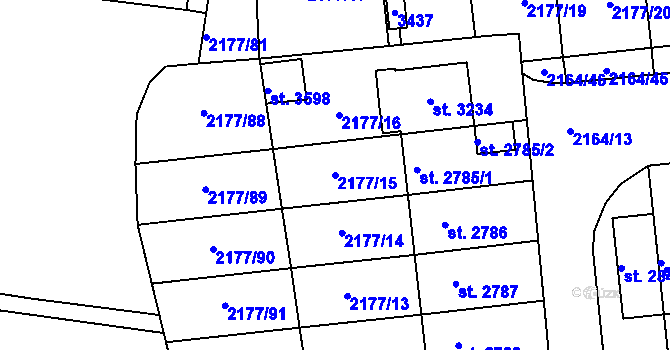 Parcela st. 2177/15 v KÚ Svitavy-předměstí, Katastrální mapa