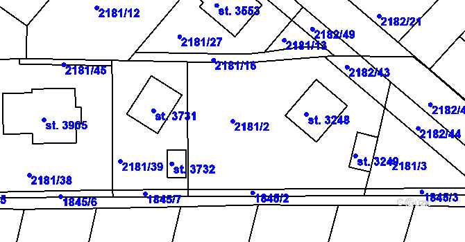 Parcela st. 2181/2 v KÚ Svitavy-předměstí, Katastrální mapa