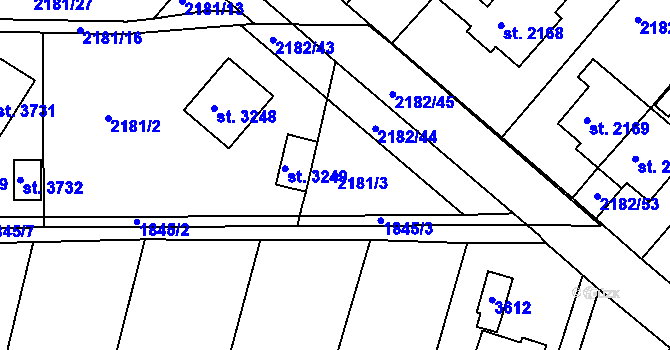 Parcela st. 2181/3 v KÚ Svitavy-předměstí, Katastrální mapa
