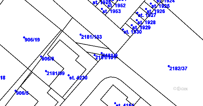 Parcela st. 2181/9 v KÚ Svitavy-předměstí, Katastrální mapa