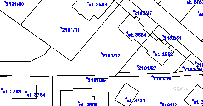 Parcela st. 2181/12 v KÚ Svitavy-předměstí, Katastrální mapa