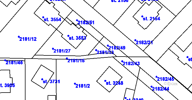 Parcela st. 2181/13 v KÚ Svitavy-předměstí, Katastrální mapa