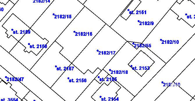 Parcela st. 2182/17 v KÚ Svitavy-předměstí, Katastrální mapa