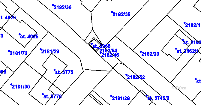 Parcela st. 2182/46 v KÚ Svitavy-předměstí, Katastrální mapa