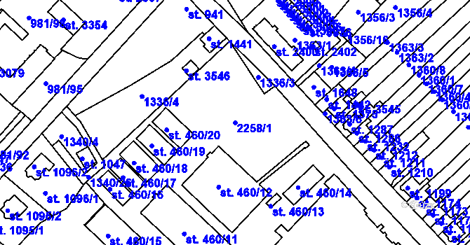 Parcela st. 2258/1 v KÚ Svitavy-předměstí, Katastrální mapa