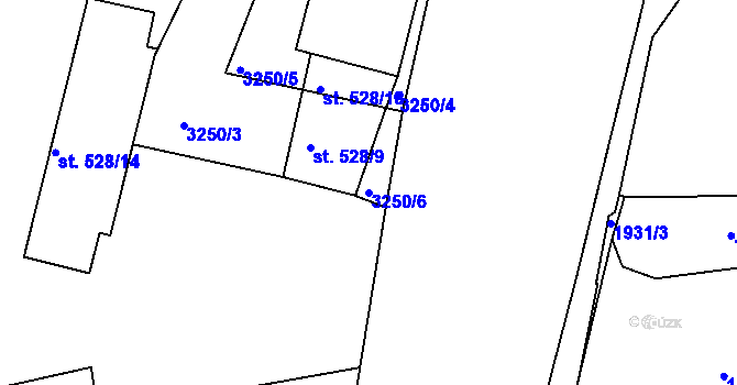 Parcela st. 3250/6 v KÚ Svitavy-předměstí, Katastrální mapa